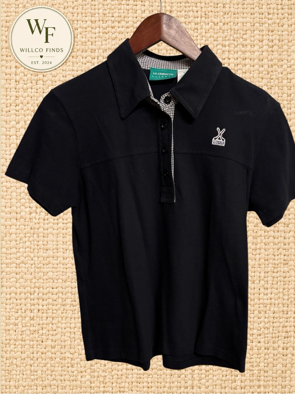 Liz Claiborne Lizgolf Women’s Black Golf Polo Shirt Embroidered Logo Medium
